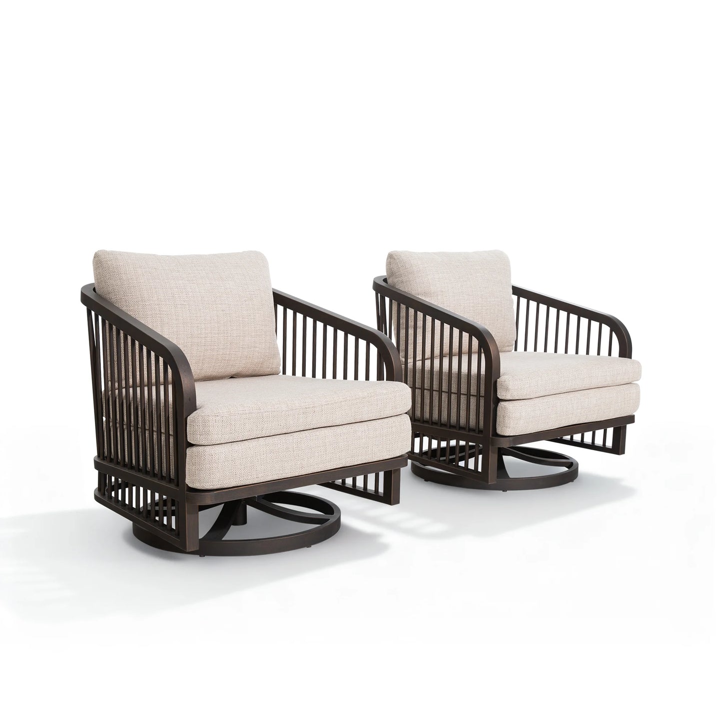 Asheville 2-Pieces Patio Aluminum Swivel Chair