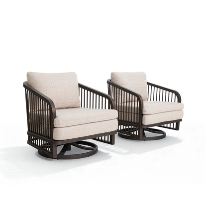 Asheville 2-Pieces Patio Aluminum Swivel Chair