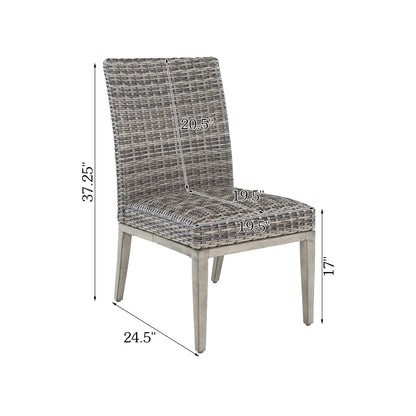 PEAKHOME Allure 2 Pieces Rattan Armless Dining Chair With Quick Dry Foam