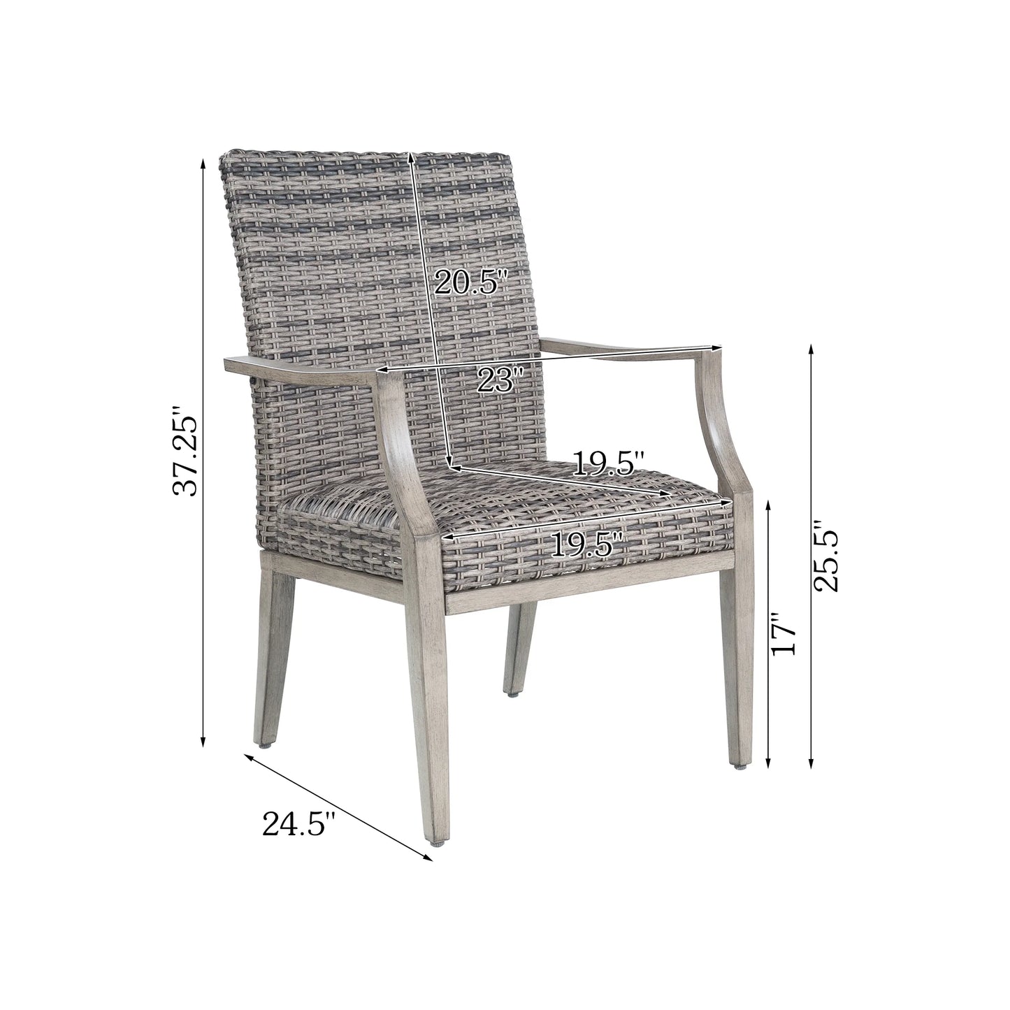 PEAKHOME Allure Rattan Outdoor Dining Chair With Padded Quick Dry Foam Set of 2