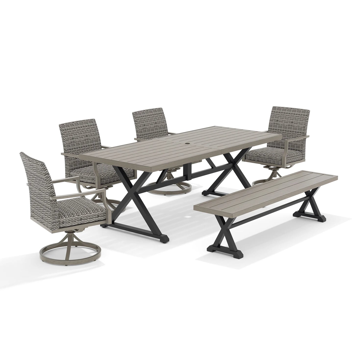 Outdoor furniture set with a table and four chairs