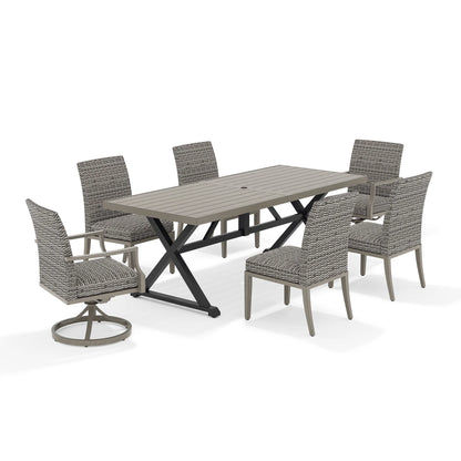Outdoor dining set with a rectangular table and six chairs 