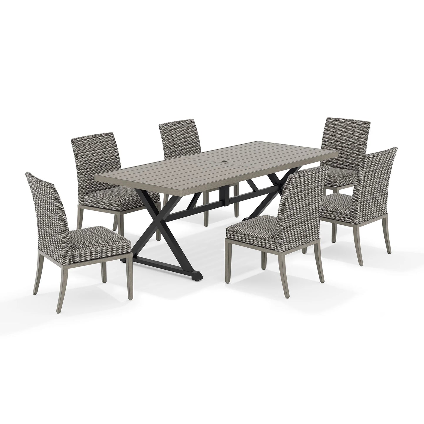 Outdoor dining set with a rectangular table and six chairs 
