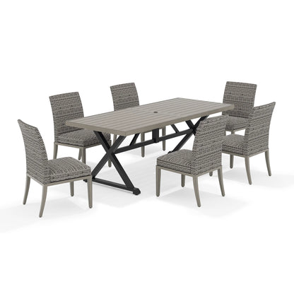 Outdoor dining set with a rectangular table and six chairs 