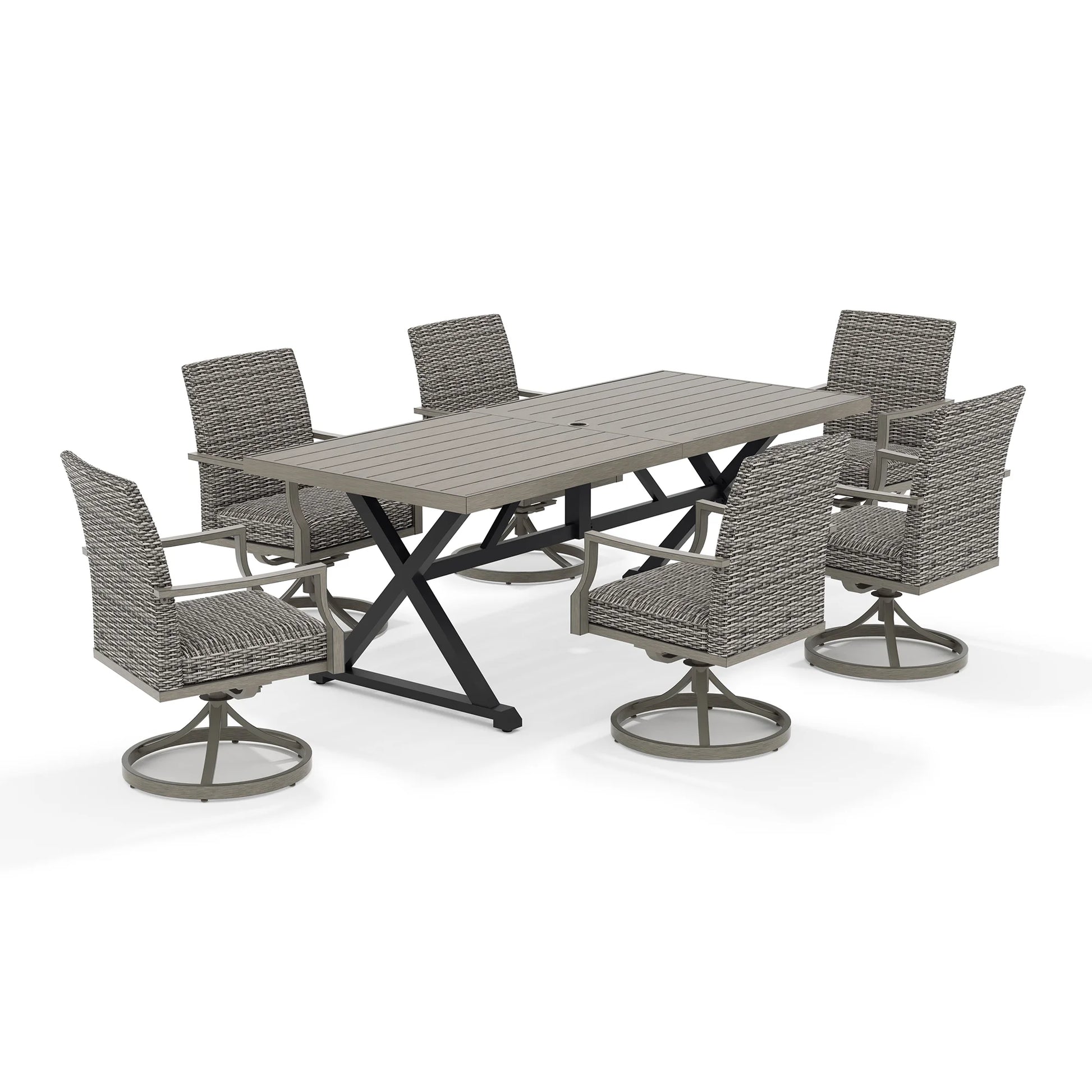 Outdoor dining set with a table and six chairs 