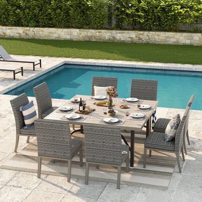 Allure 9-Piece Patio Square Dining Set With Armless Chair