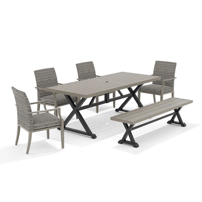 Outdoor furniture set with a table and four chairs