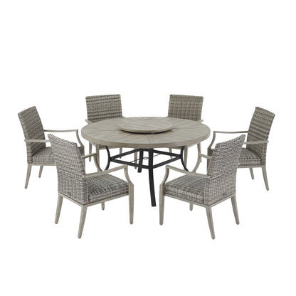 Allure 7-Piece Round Patio Dining Set With Wicker Chair