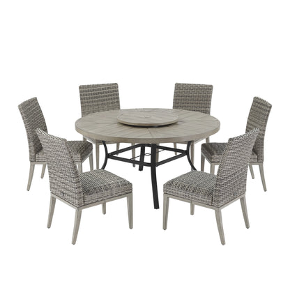 Allure 7-Piece Round Patio Dining Set With Wicker Chair