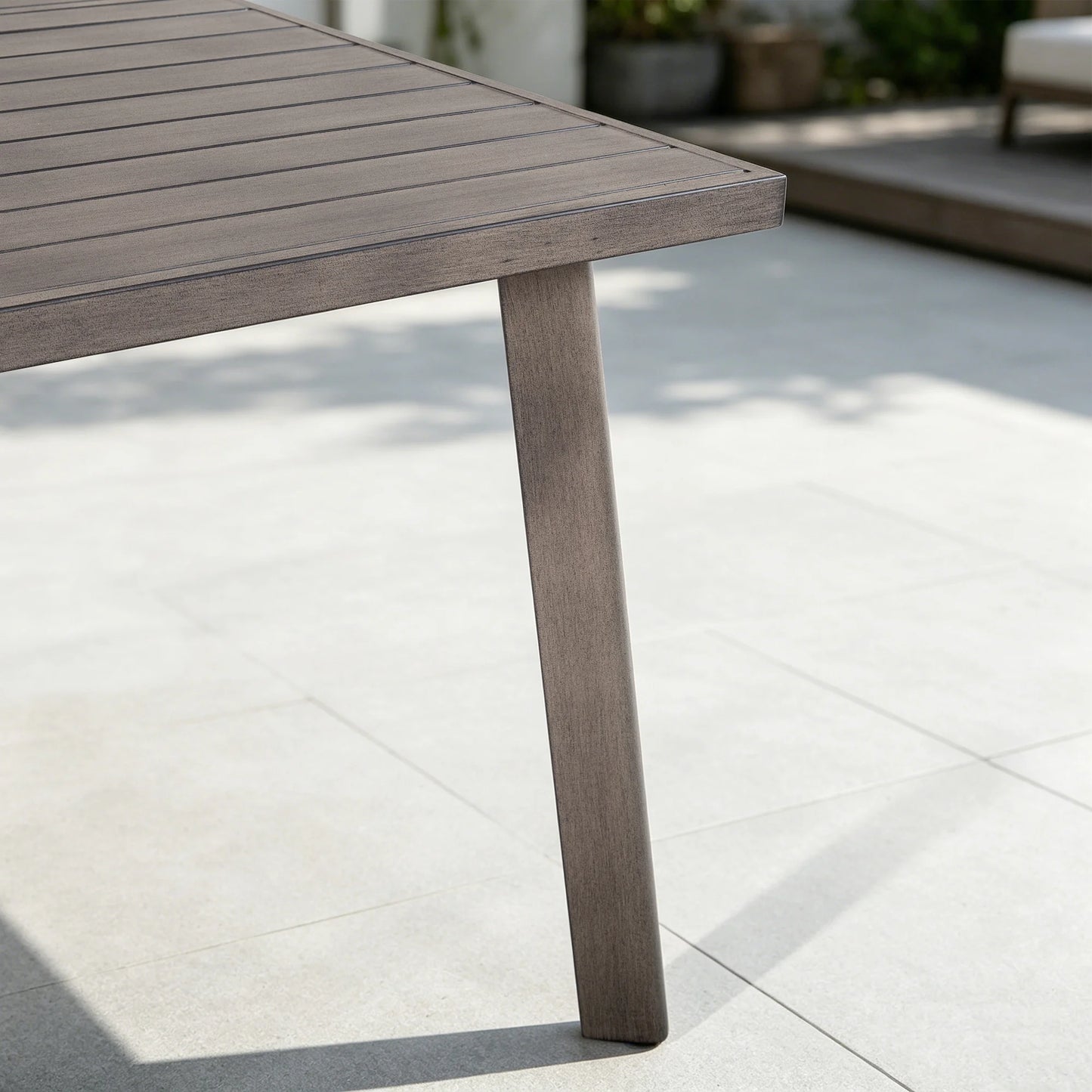 Amalfi 81.75" Rectangular Hand-Brushed Wood Grain Aluminum Patio Dining Table