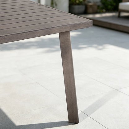 Amalfi 81.75" Rectangular Hand-Brushed Wood Grain Aluminum Patio Dining Table