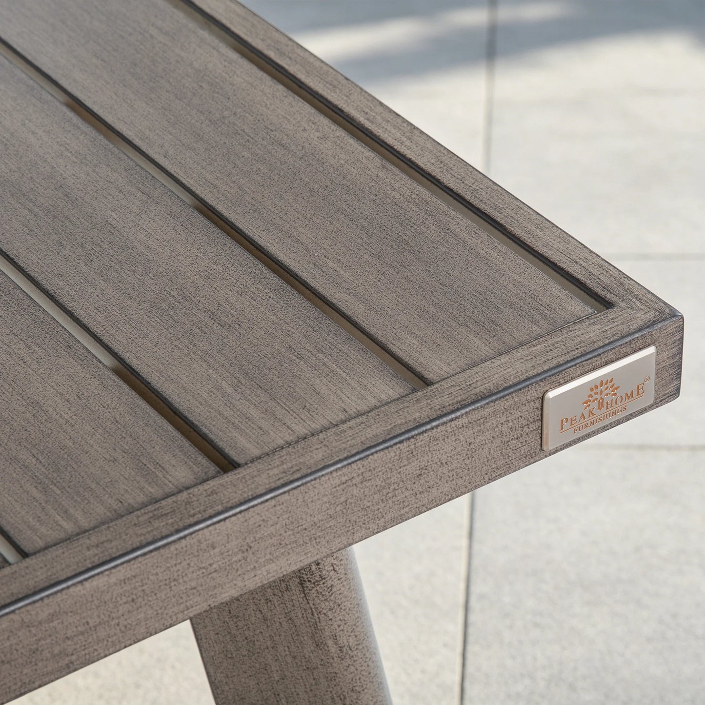 Amalfi 81.75" Rectangular Hand-Brushed Wood Grain Aluminum Patio Dining Table