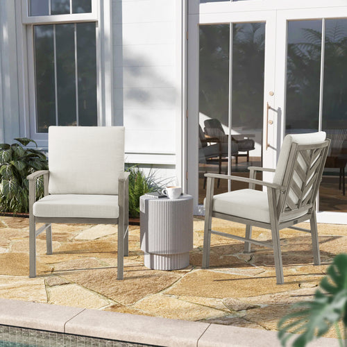 PEAKHOME Amario 2-Piece Patio Aluminum Dining Chairs With Sunbrella® Cushions