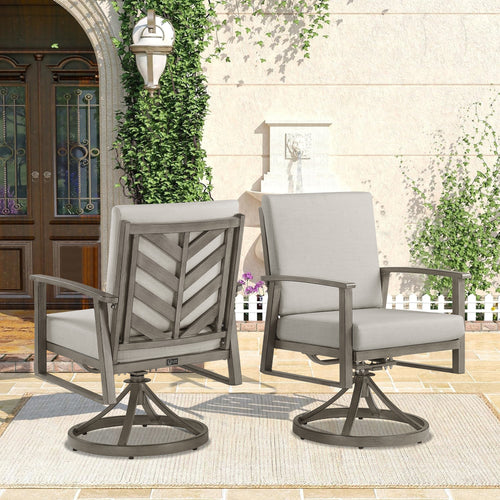 PEAKHOME Amario 2-Piece Patio Aluminum Swivel Dining Chairs With Sunbrella® Cushions