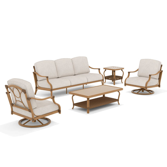 Arcadia 5 Pieces Patio Furniture Sets With Swivel Chairs