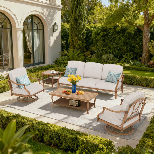 Arcadia 5 Pieces Patio Furniture Sets With Swivel Chairs