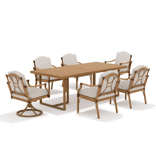 Arcadia 6 Person Patio Aluminum Rectangular Dining Set