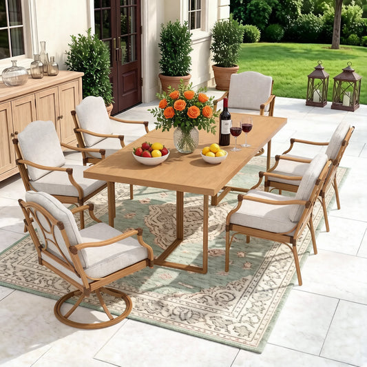 Arcadia 6 Person Patio Aluminum Rectangular Dining Set