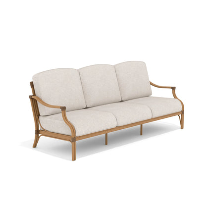 Beige sofa with wooden frame 