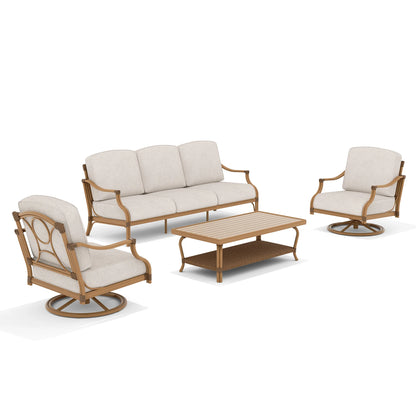 Arcadia Patio Sofa and 2 Swivel Chairs with Coffee Table