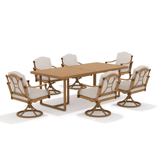 Arcadia 7 Piece Outdoor Dining Set With Swivel Chair