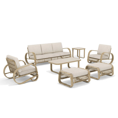 Outdoor furniture set with beige cushions