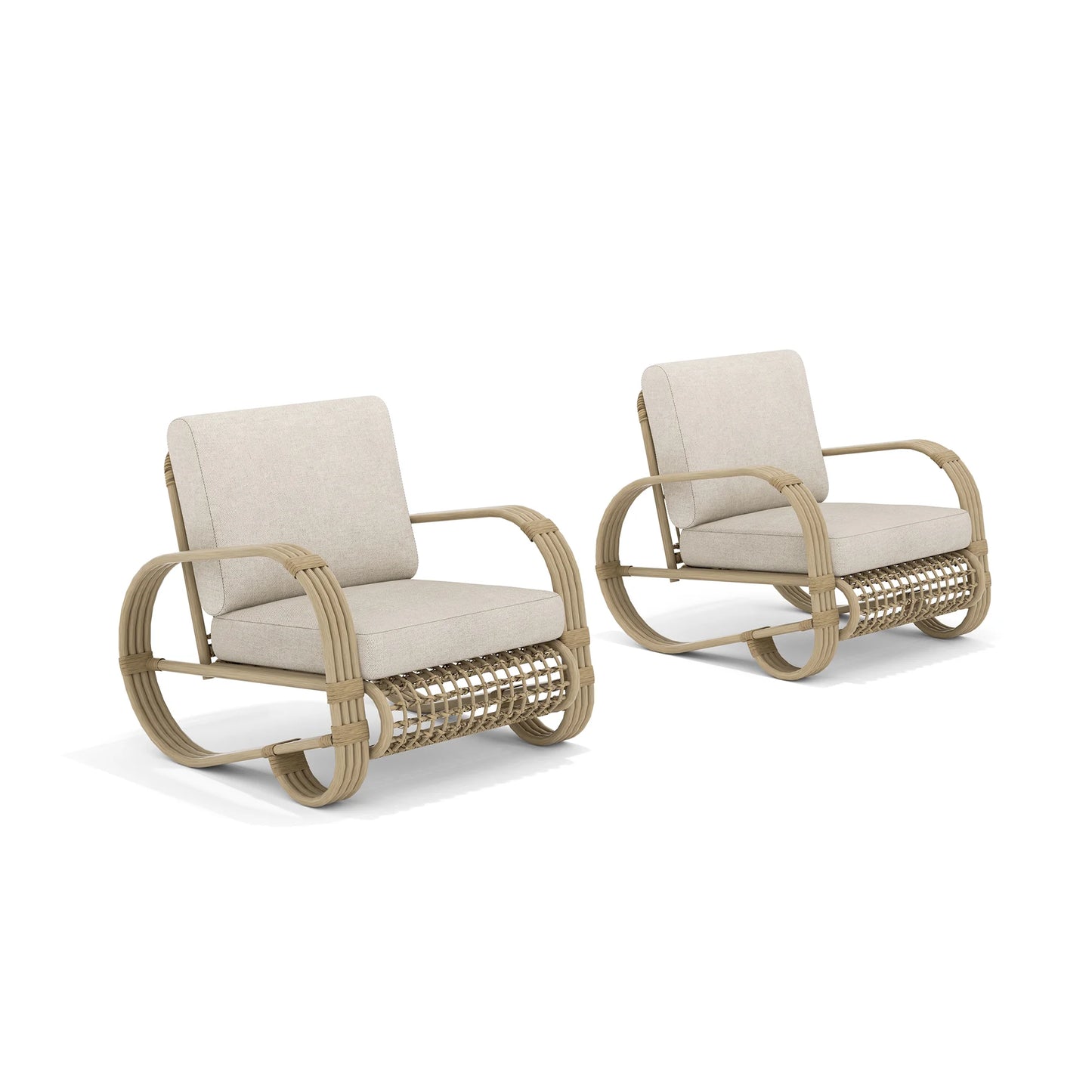 Arsterie Patio Hand-Brush Aluminum Club Chairs Set of 2 with Olefin Cushions