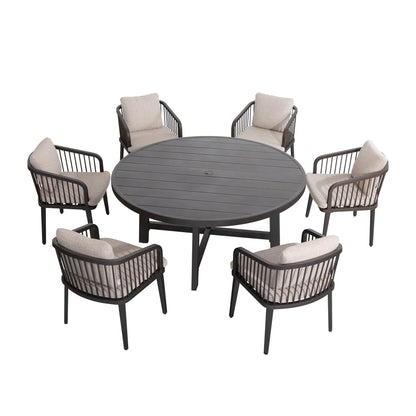 Asheville 7 Pieces Round Patio Dining Set