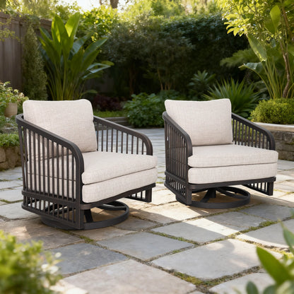 Asheville 2-Pieces Patio Aluminum Swivel Chair