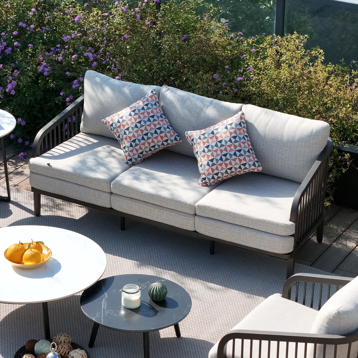 Asheville 6-Piece Aluminum Patio Seating Set With Nesting Sintered Stone Tables