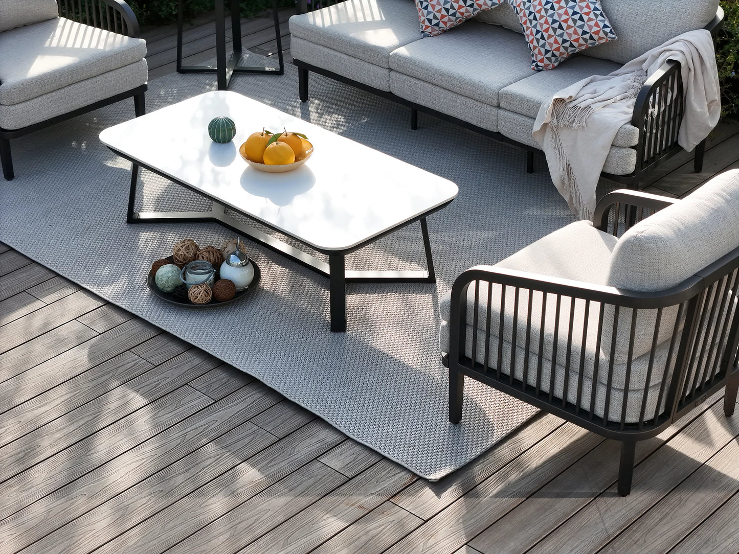 Asheville 5-Piece Aluminum Patio Deep Sofa Set With Sintered Stone Tables