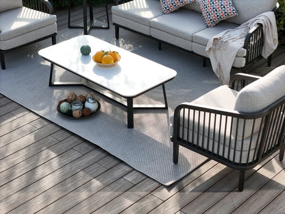 Asheville 5-Piece Aluminum Patio Deep Sofa Set With Sintered Stone Tables