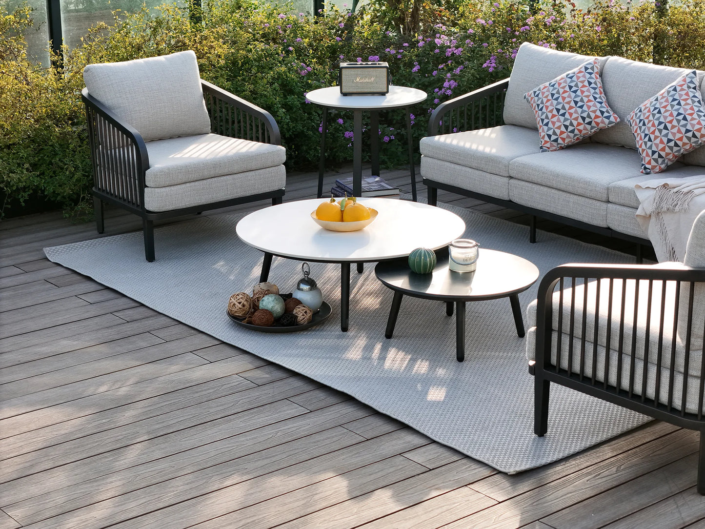 Asheville 6-Piece Aluminum Patio Deep Sofa Set With Nesting Sintered Stone Tables