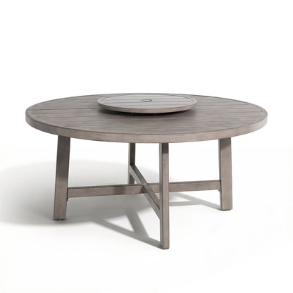 Round wooden table on a white background