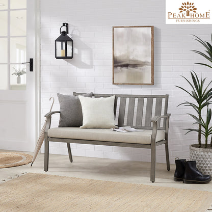 PEAKHOME Azur Patio Aluminum Bench with Sunbrella® Cushions