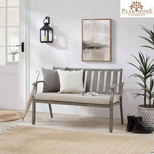 PEAKHOME Azur Patio Aluminum Bench with Sunbrella® Cushions