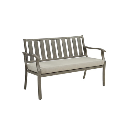 Gray Aluminum bench with beige cushion