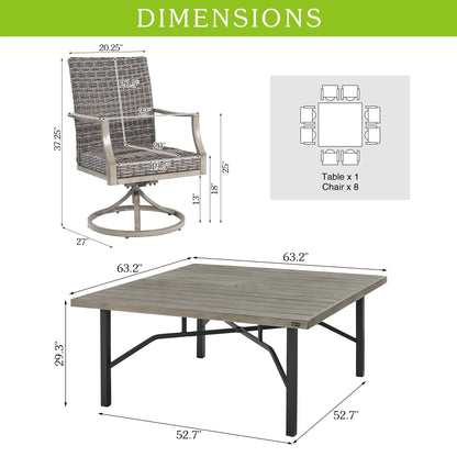 Allure 9-Piece Patio Square Dining Set
