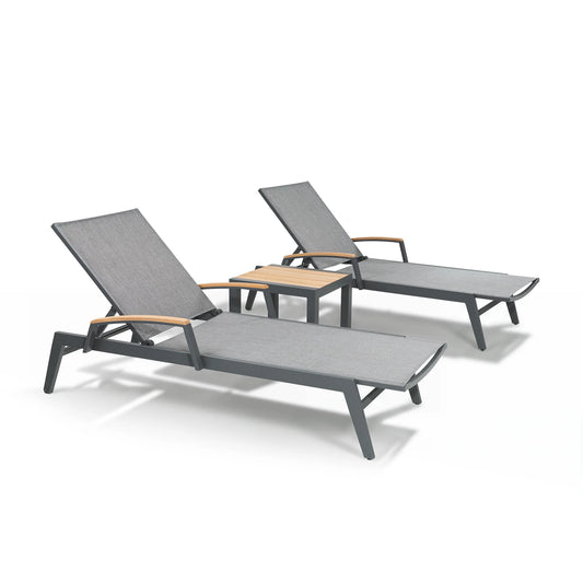 Canyon Patio Chaise Lounge 3pcs Set With Phifertex® Sling Fabric By Peak Home Furnishings
