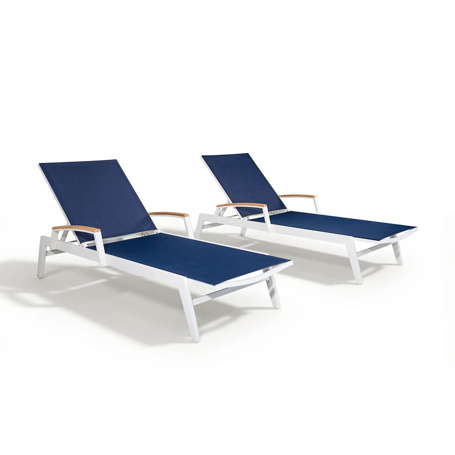 Canyon Set of 2 Aluminum Patio Chaise Lounge with USA-Made Phifertex® Textilene