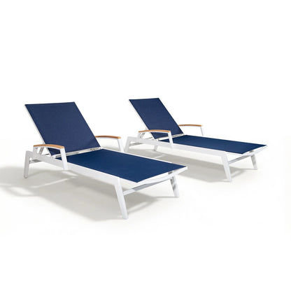 Canyon Set of 2 Aluminum Patio Chaise Lounge with USA-Made Phifertex® Textilene