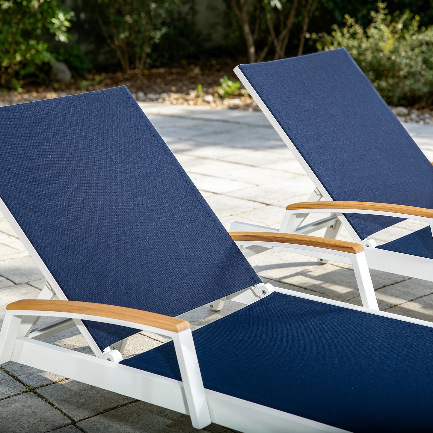 Canyon Set of 2 Aluminum Patio Chaise Lounge with USA-Made Phifertex® Textilene