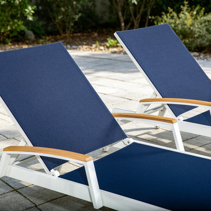 Canyon Set of 2 Aluminum Patio Chaise Lounge with USA-Made Phifertex® Textilene