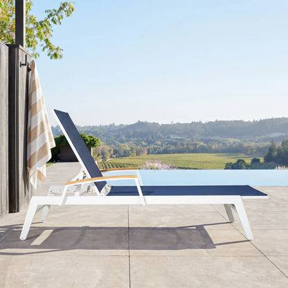 Canyon Set of 2 Aluminum Patio Chaise Lounge with USA-Made Phifertex® Textilene