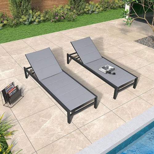 PEAKHOME Outdoor Chaie Lounges with Wheels and Quick Dry Foam Set of 2