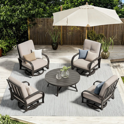 Chamber 4-Person Patio Swivel Chair Sets With Round Coffee Table – Peak Home Furnishings