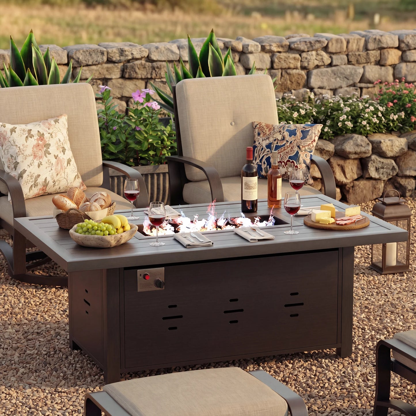 Chamber 55 Inch Outdoor Propane Fire Pit Table