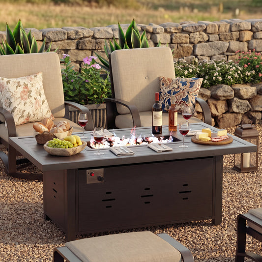 Chamber 55 Inch Outdoor Propane Fire Pit Table
