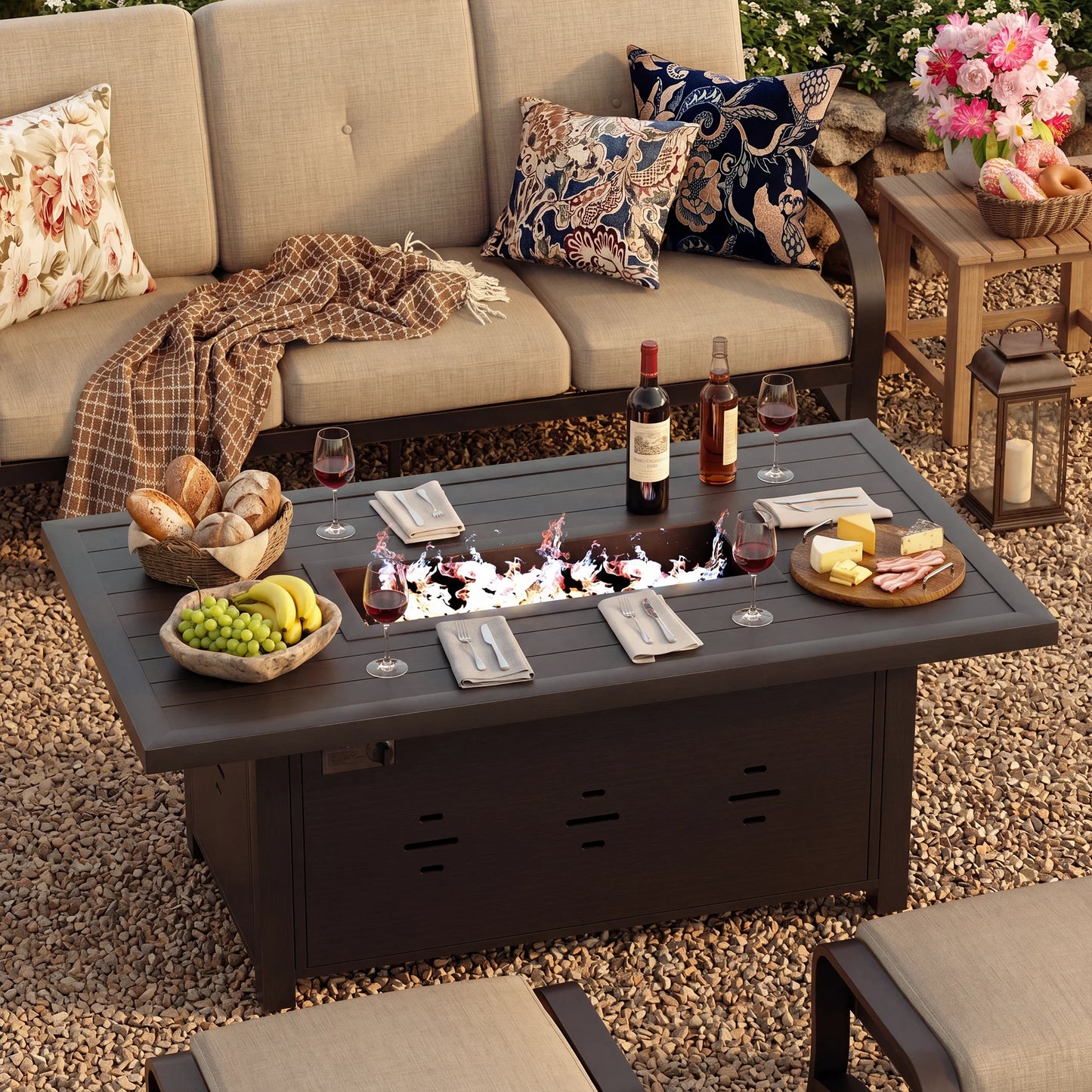 Chamber 55 Inch Outdoor Propane Fire Pit Table
