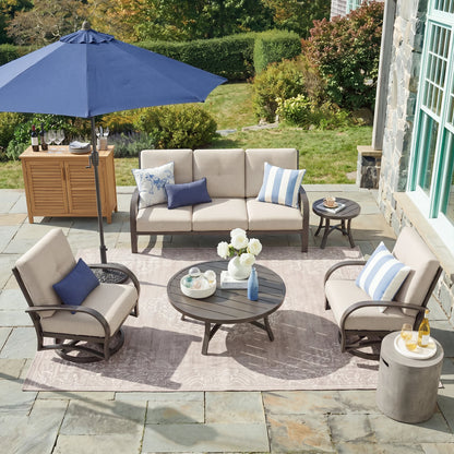 Chamber 5 Piece Aluminum Patio Sofa Sets With Round Table